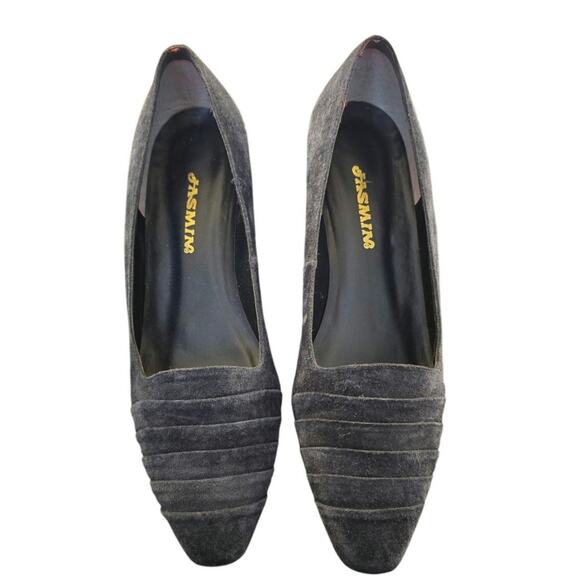 Jasmin Blue Suede Low‎ Heel Pleated Toe Size 9M NiB - Picture 1 of 8
